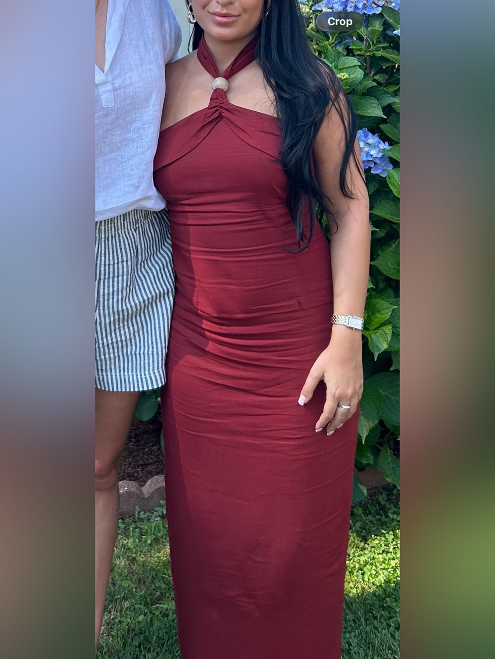 Zara Burgundy Maxi Halter Knot Dress